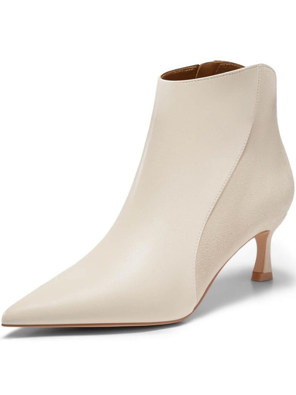 Womens Kitten Heel Ankle Boots Pointed Toe Side Zipper Fall Winter Booties Shoes